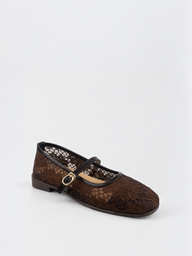 Brown Floral Lace Mary Jane Flat