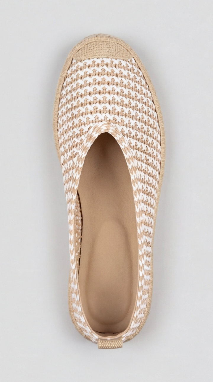 The Isla Raffia Espadrille - two-tone ivory and tan