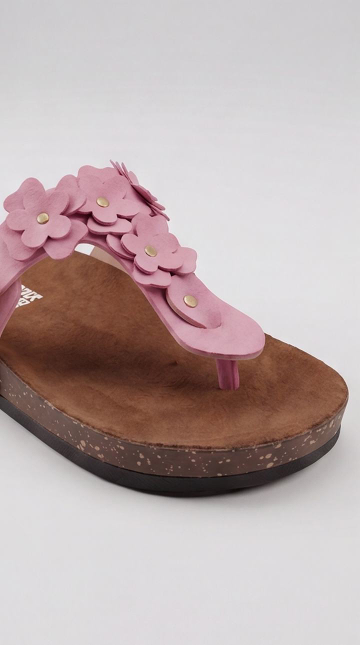 Dusty Pink Floral Appliqué Platform Sandal