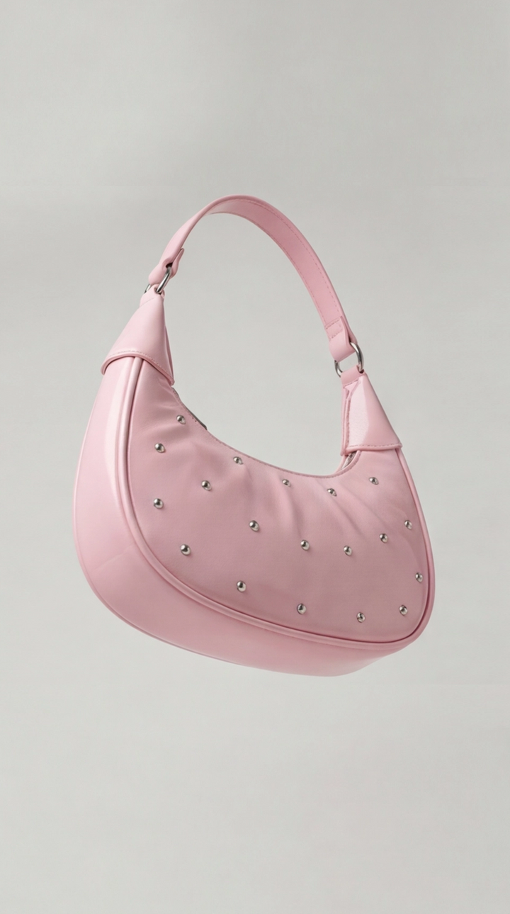 The Ivory Nova Studded Shoulder Bag | Pink Marshmallow