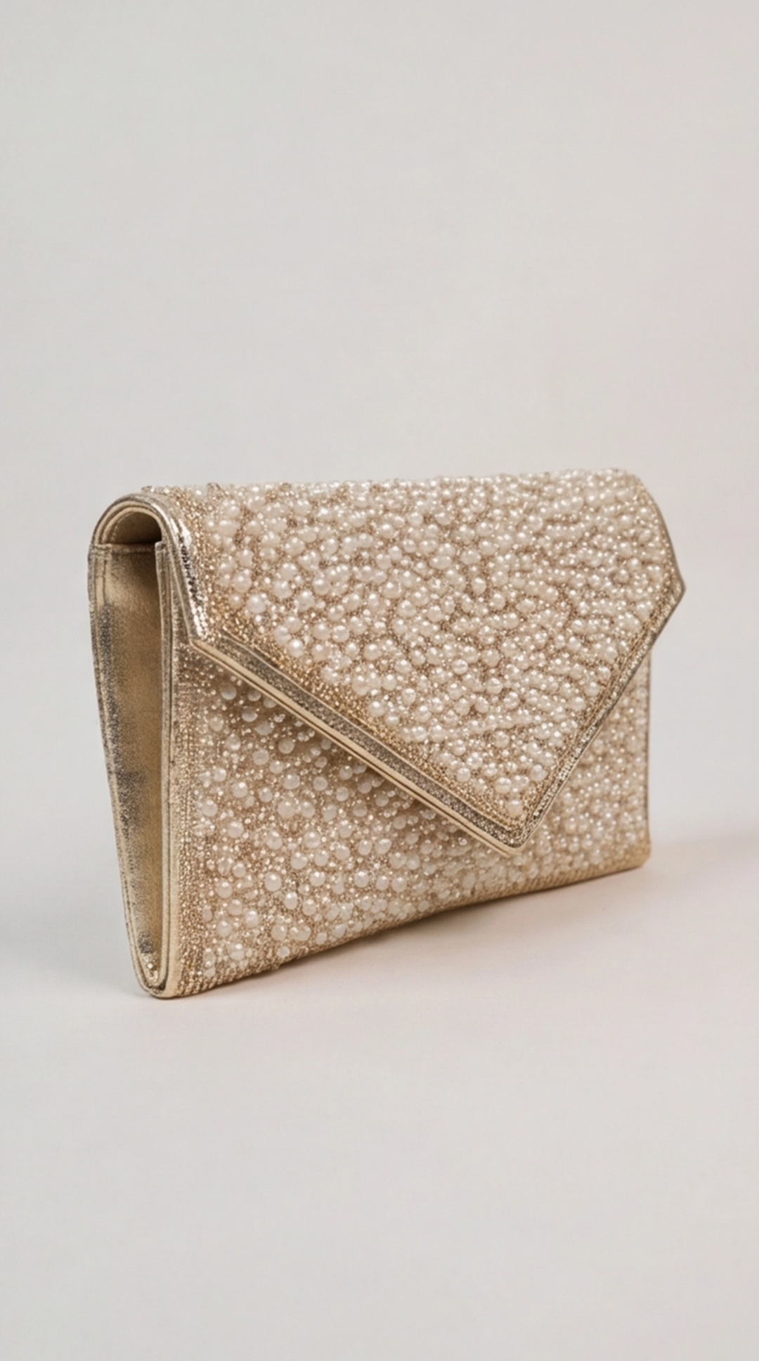 The Pearl Pavé Envelope Clutch - Gold