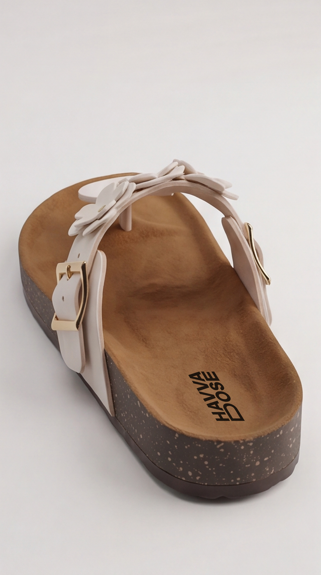 Ivory White Floral Appliqué Platform Sandal