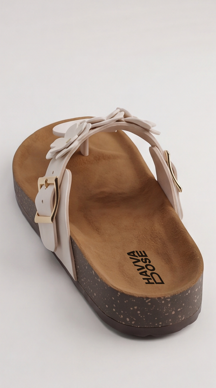 Ivory White Floral Appliqué Platform Sandal