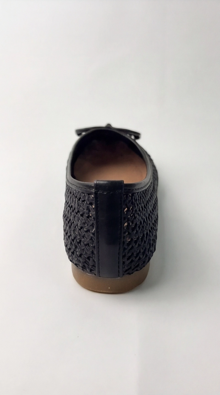 The Aria Raffia Ballet Flat -Black