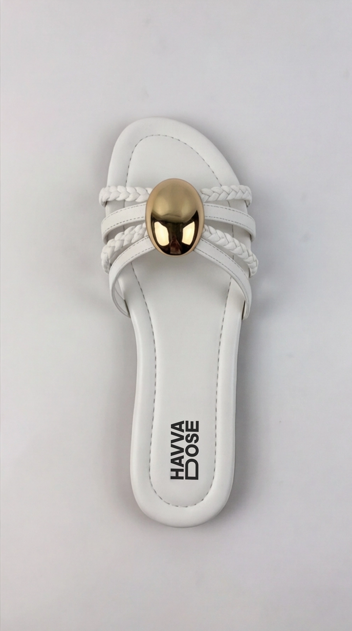 The Onyx Medallion Slide - White