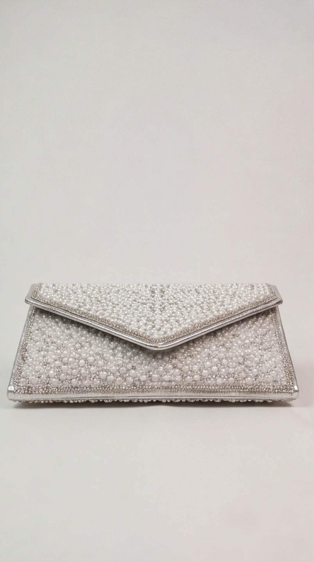 The Pearl Pavé Envelope Clutch - Silver