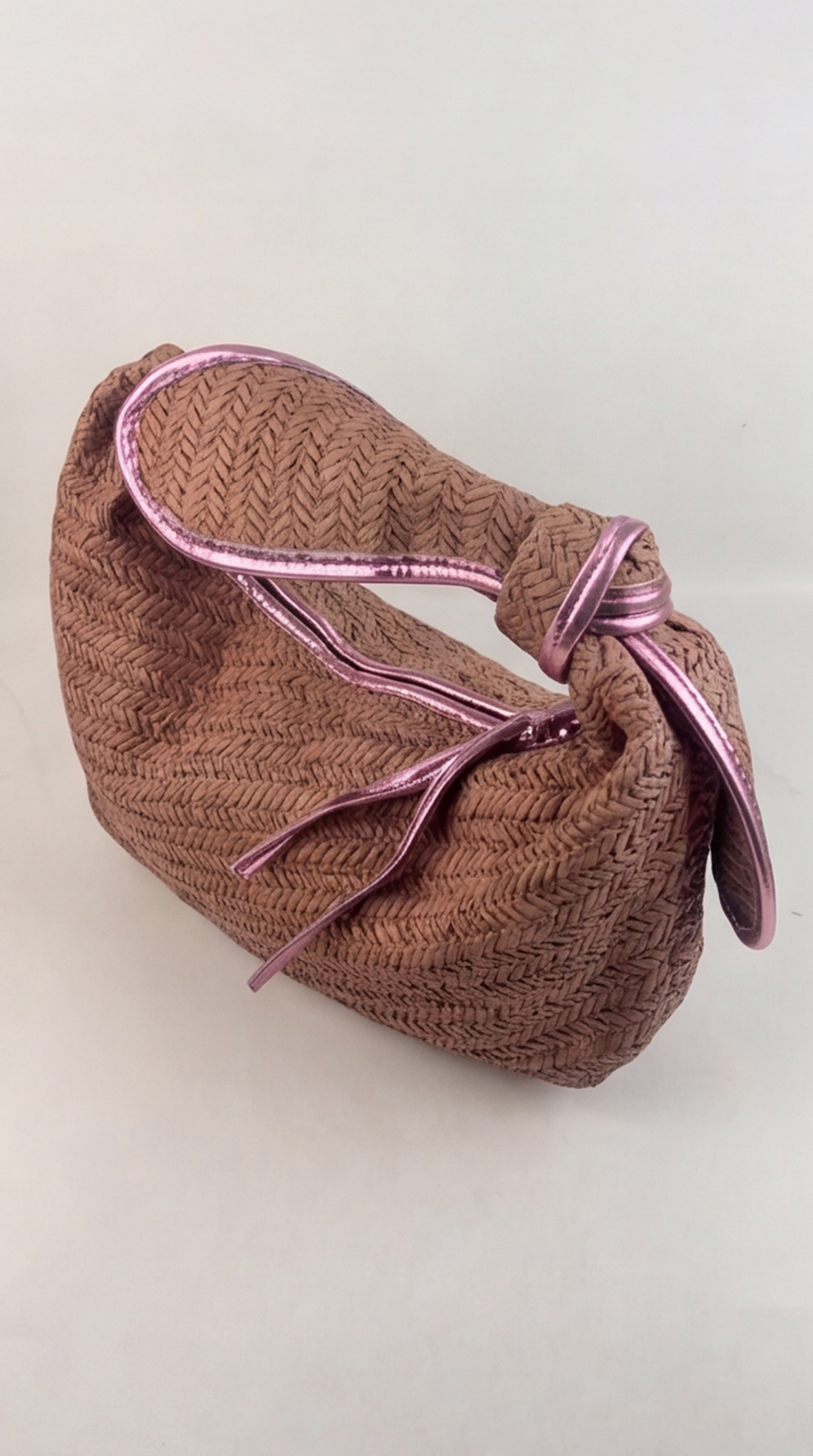 Metallic-Trimmed Mauve Chevron Knotted Bag