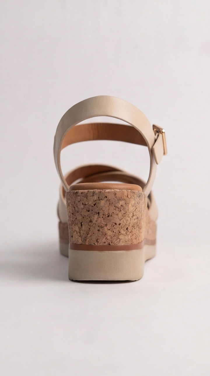 The Nova Grommet Wedge - Beige