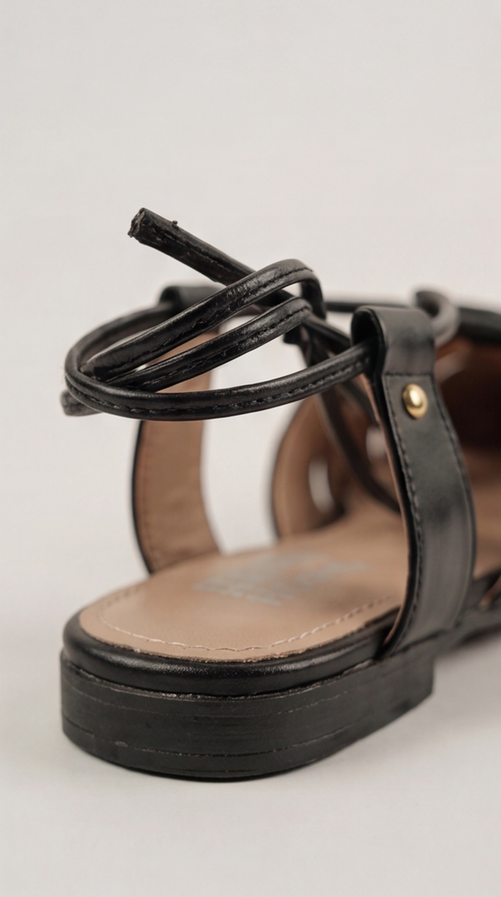 The Artisan Cross-Strap Flat - Black