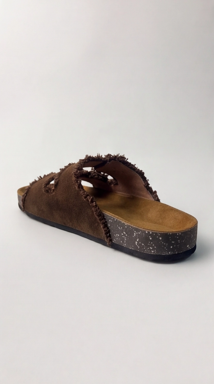 Chic deep chocolate brown canvas sandal