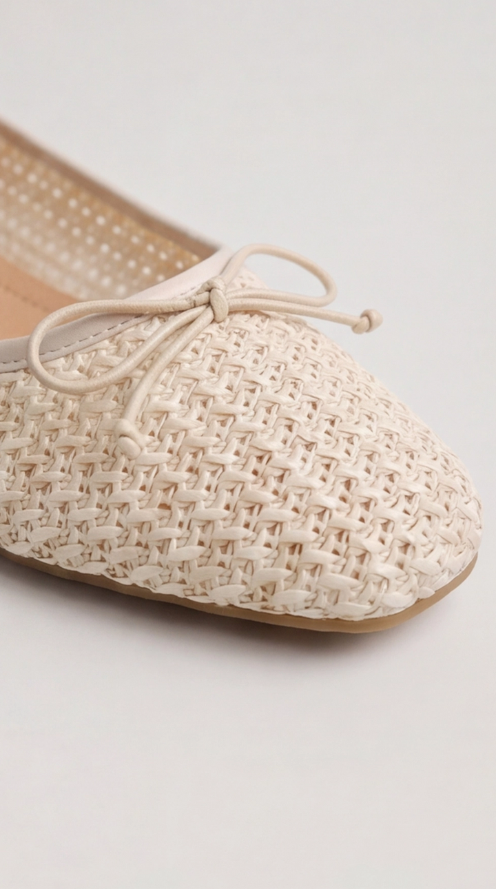 The Aria Raffia Ballet Flat - Beige