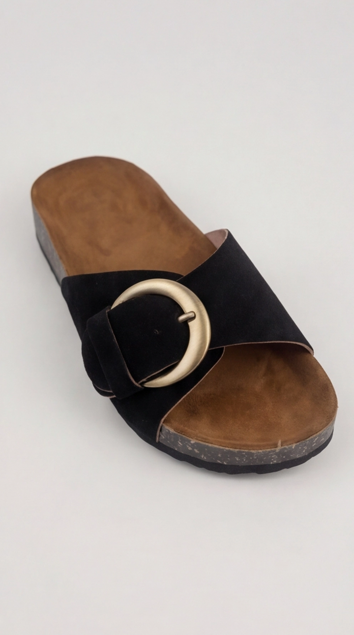 The Luna Buckle Slide - Black