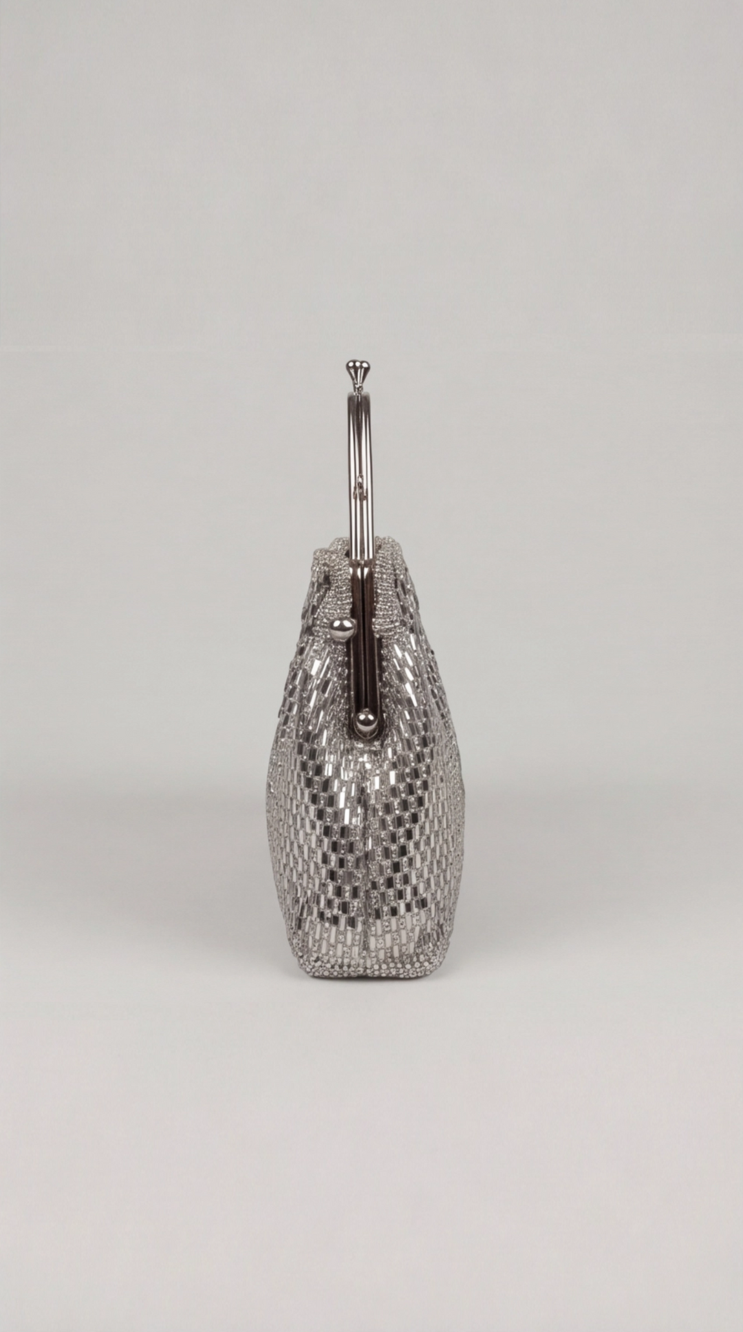 Silver Crystal Beaded Frame Bag