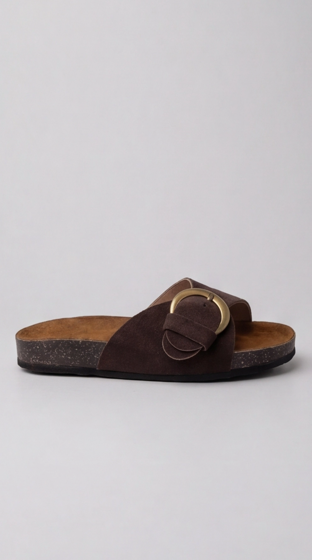 The Luna Buckle Slide - Brown