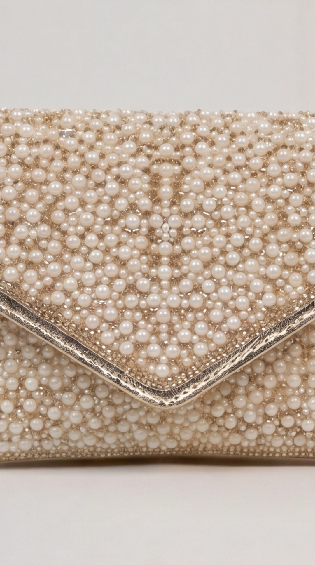 The Pearl Pavé Envelope Clutch - Gold