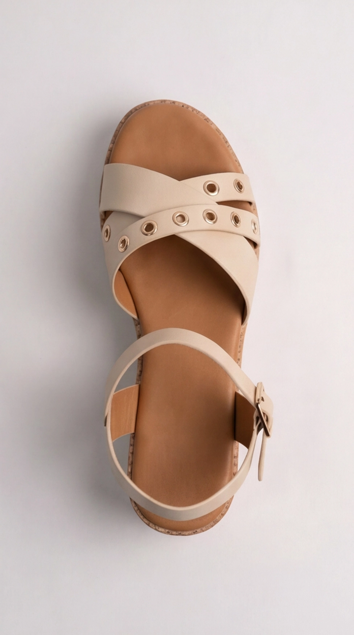 The Nova Grommet Wedge - Beige
