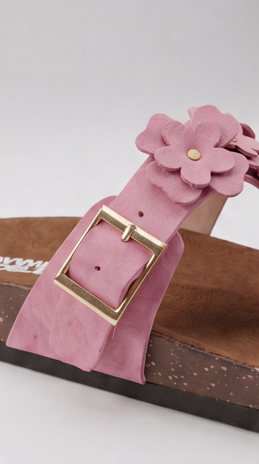 Dusty Pink Floral Appliqué Platform Sandal