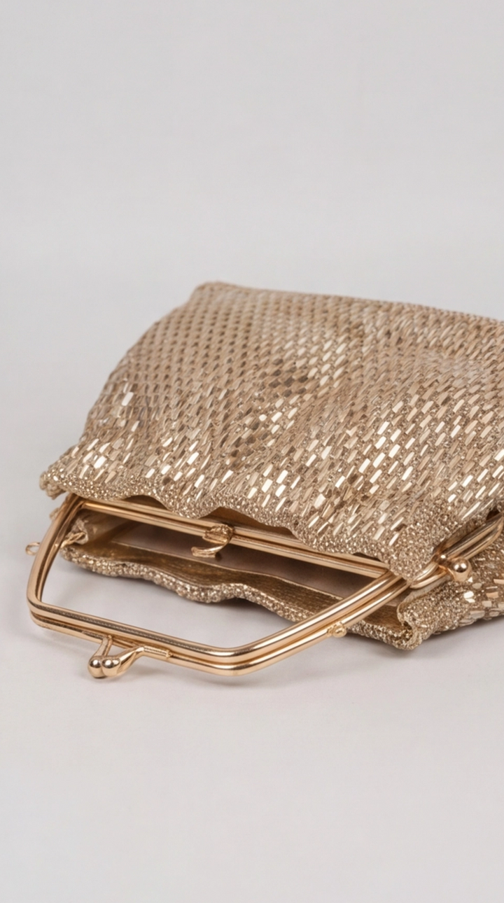 Golden Beaded Frame Bag