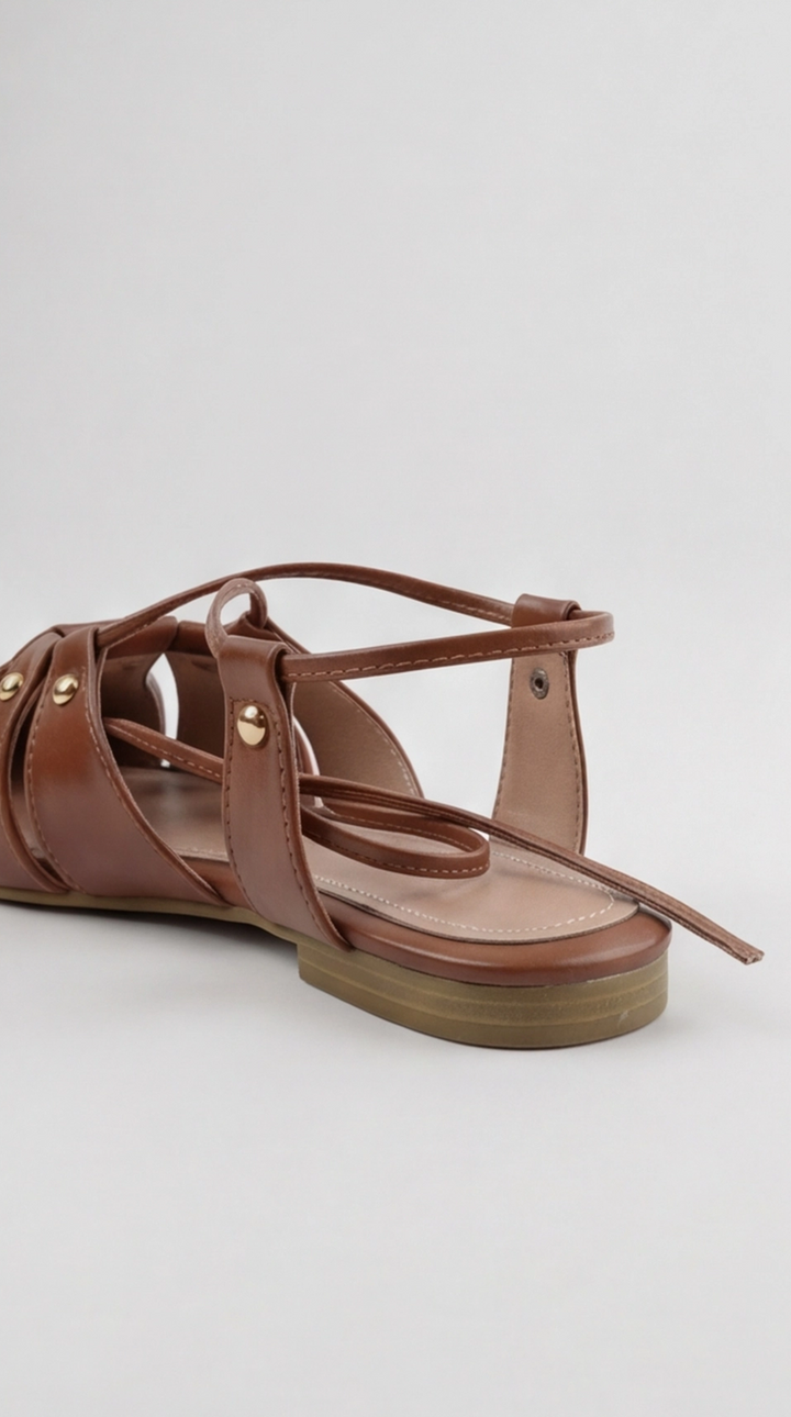 The Artisan Cross-Strap Flat - Camel