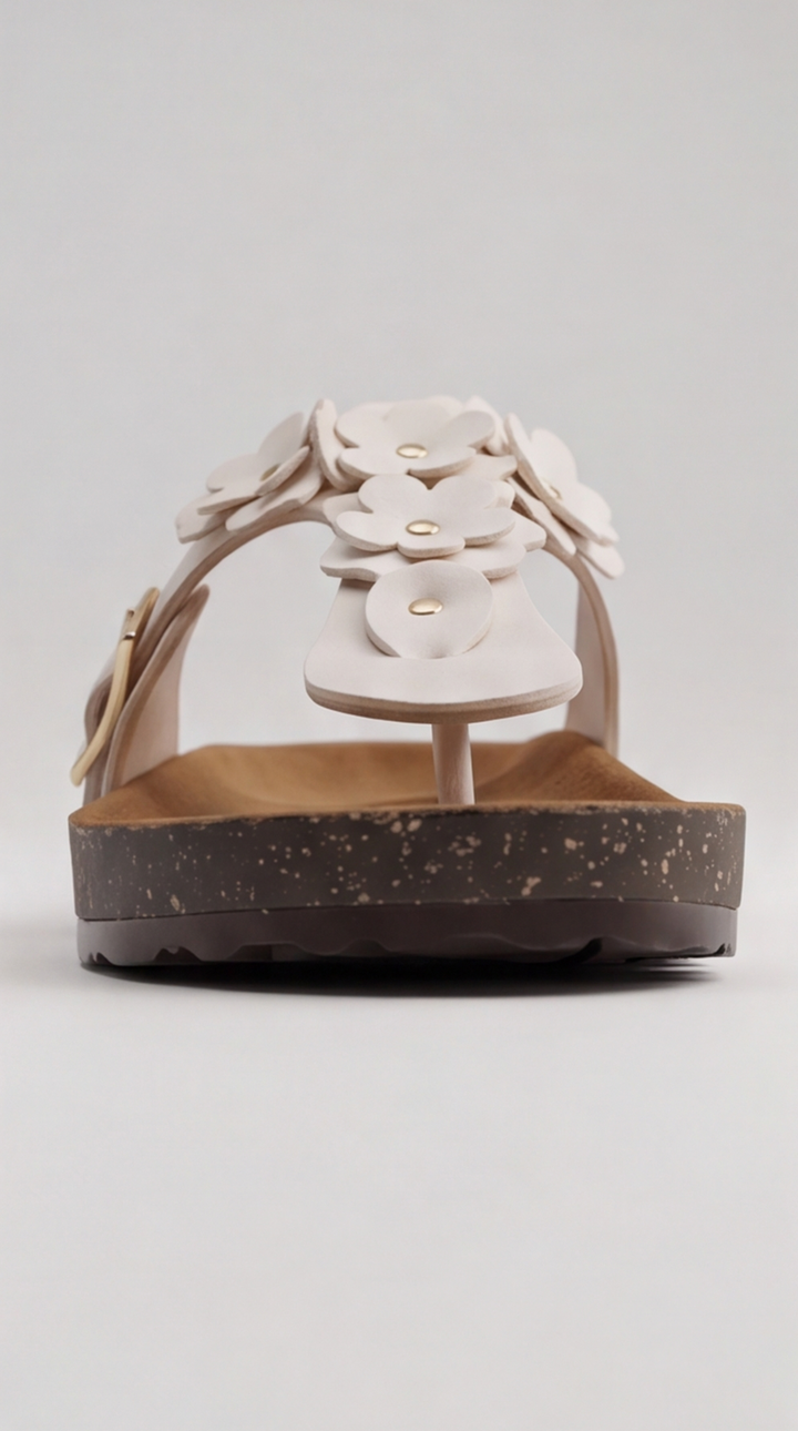 Ivory White Floral Appliqué Platform Sandal