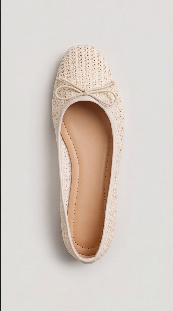 The Aria Raffia Ballet Flat - Beige