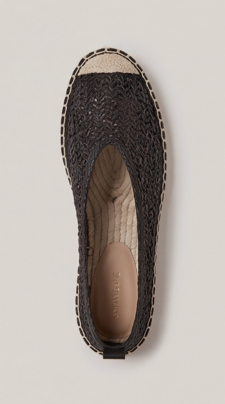 The Isla Raffia Espadrille - Black