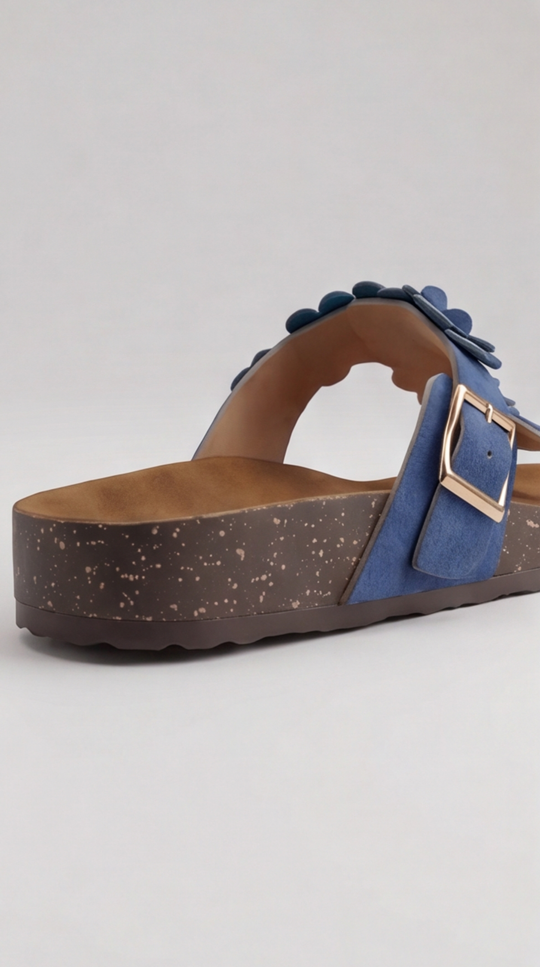 Denim Blue Floral Appliqué Platform Sandal