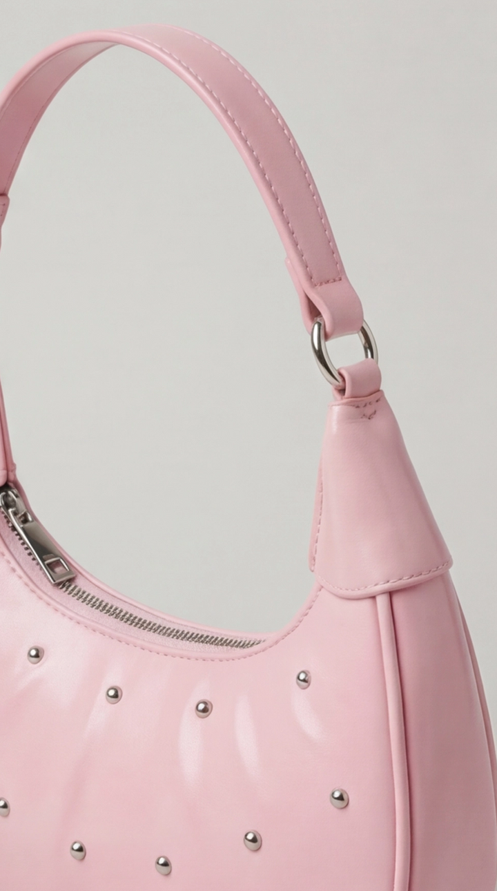 The Ivory Nova Studded Shoulder Bag | Pink Marshmallow
