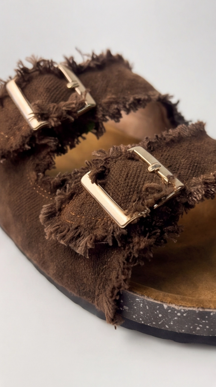Chic deep chocolate brown canvas sandal