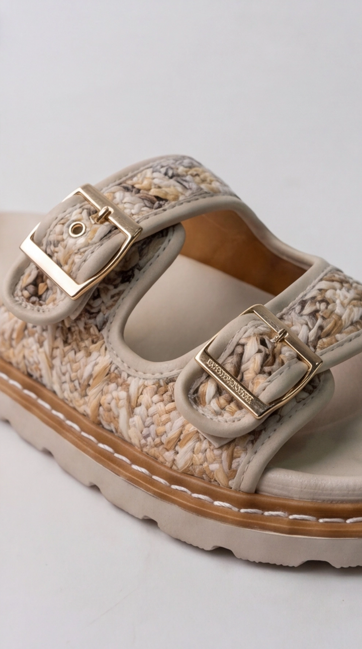 The Oasis Woven Slide - Beige