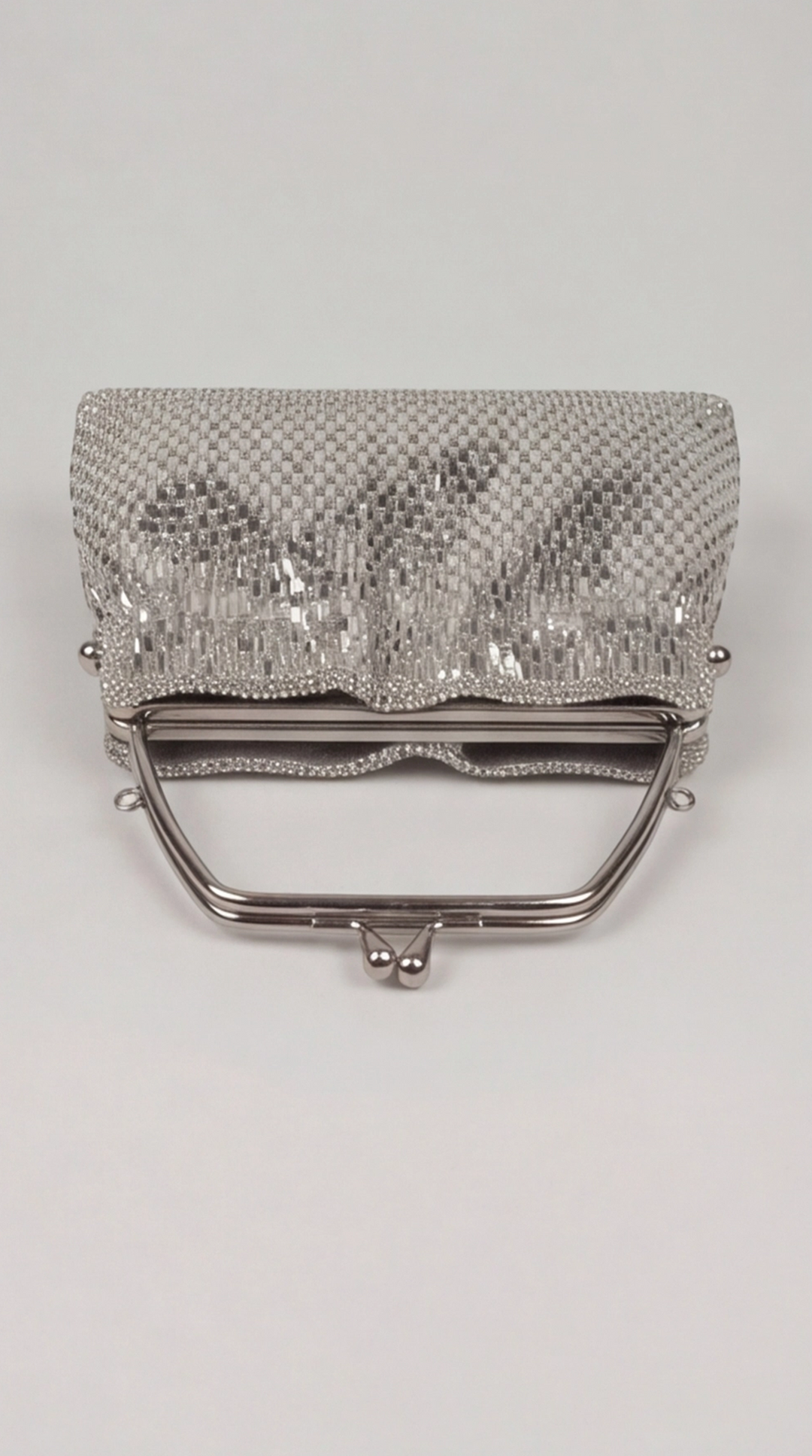 Silver Crystal Beaded Frame Bag