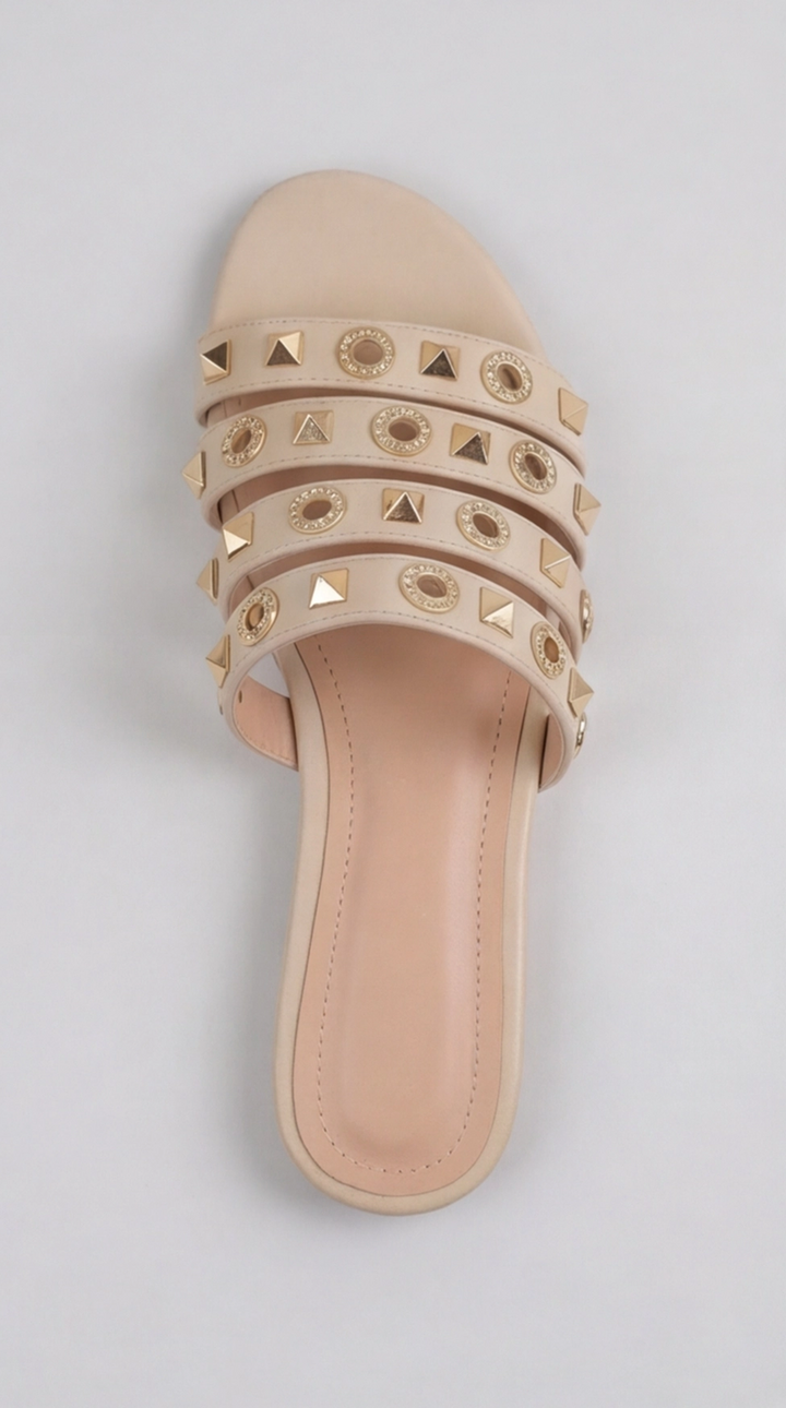 Gilded Horizon Multi-Strap Sandal - Beige