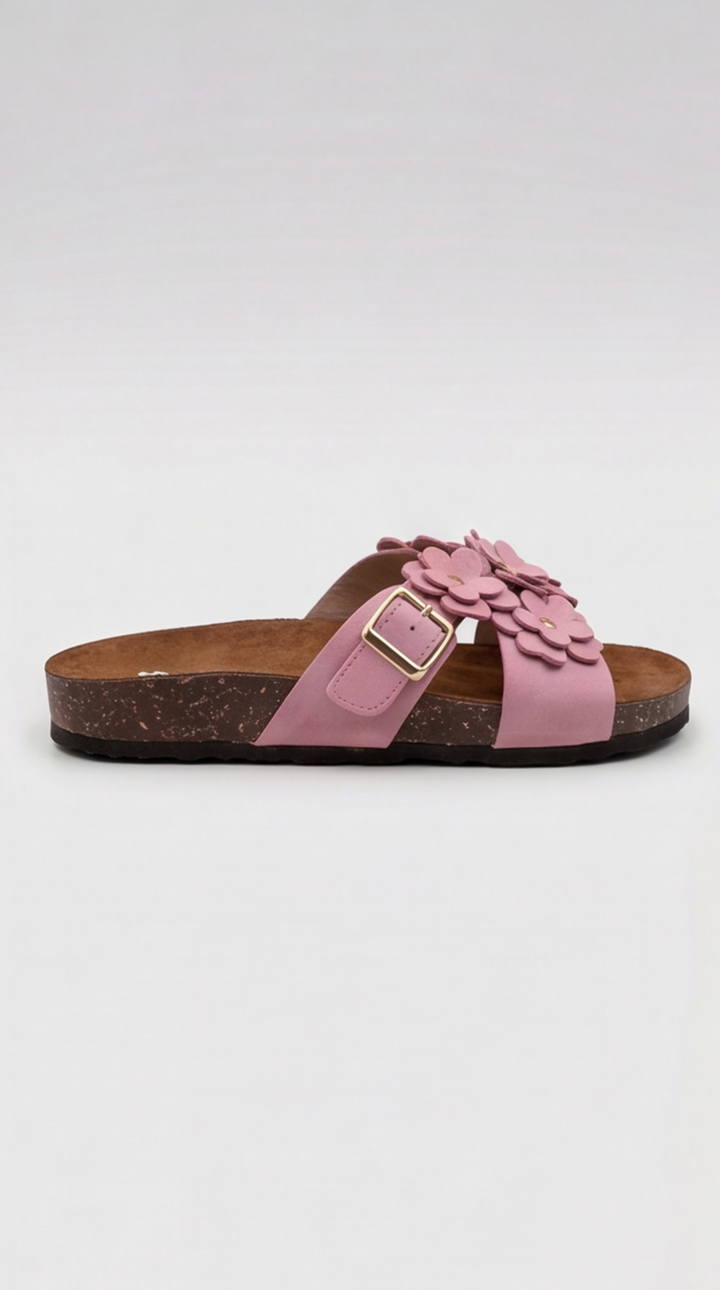 Dusty Pink Floral Cross Sandal