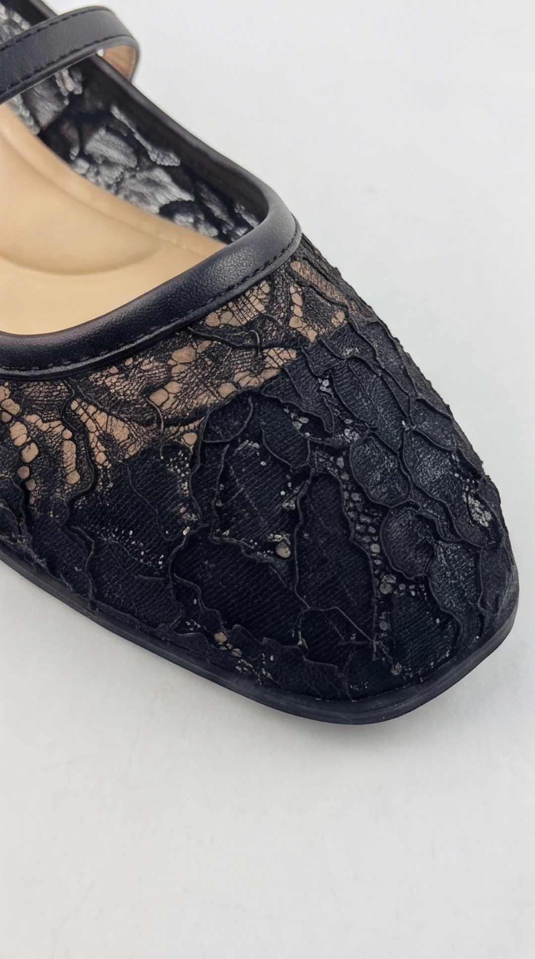 Black Floral Lace Mary Jane Flat