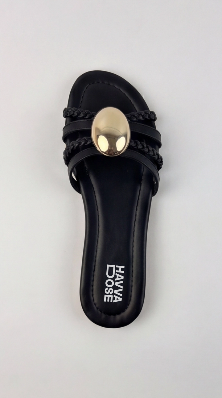 The Onyx Medallion Slide - Black
