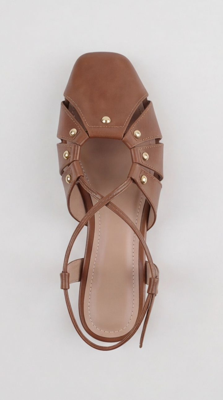 The Artisan Cross-Strap Flat - Camel