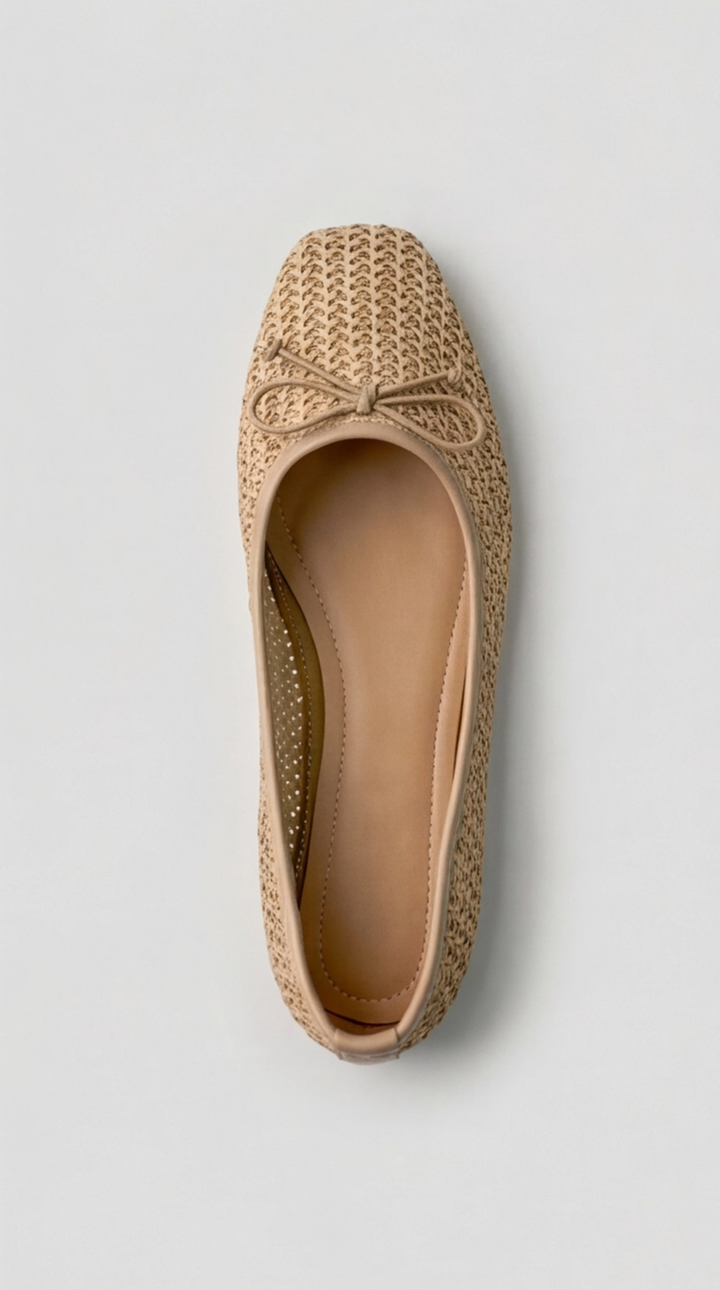 The Aria Raffia Ballet Flat - natural straw tan