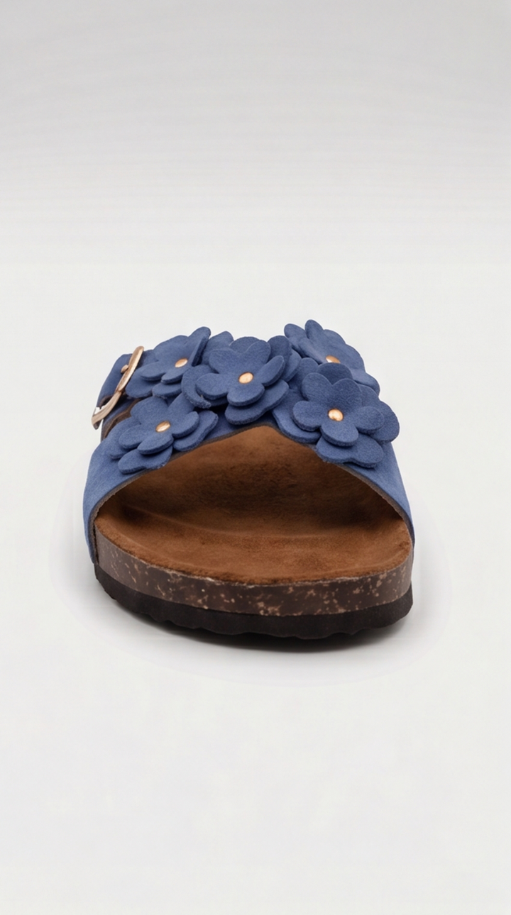 Denim Blue Floral Cross Sandal
