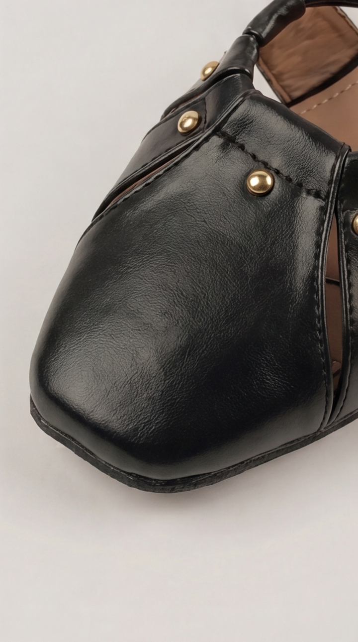 The Artisan Cross-Strap Flat - Black