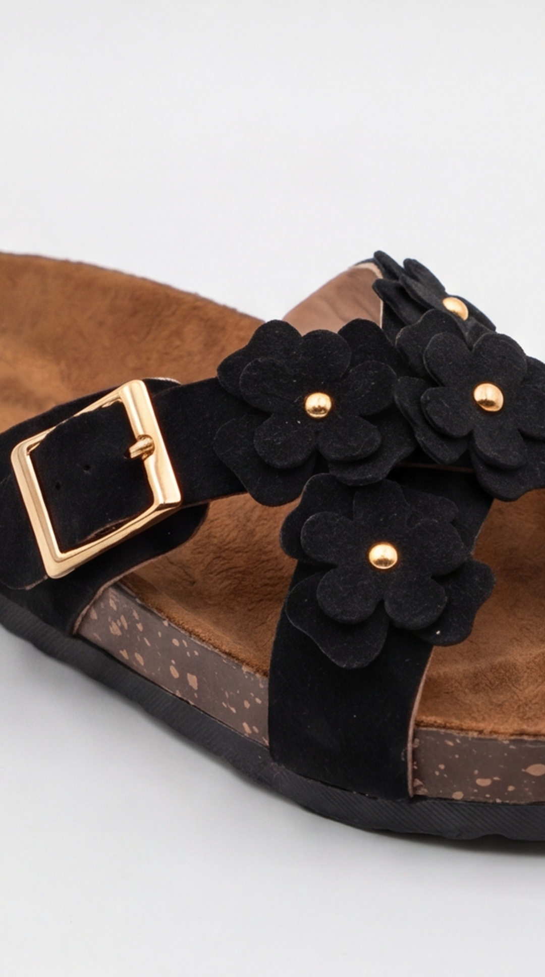Black Floral Cross Sandal