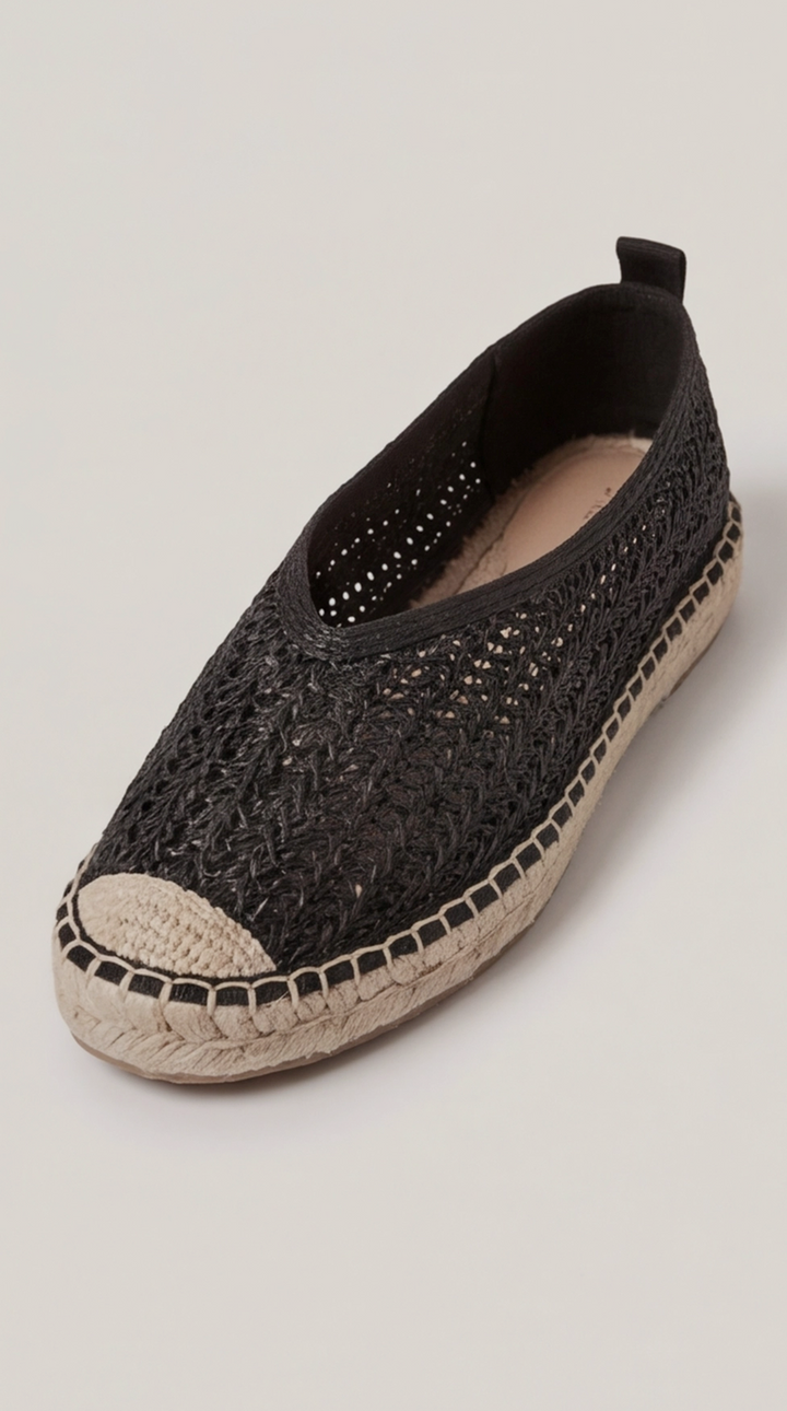 The Isla Raffia Espadrille - Black