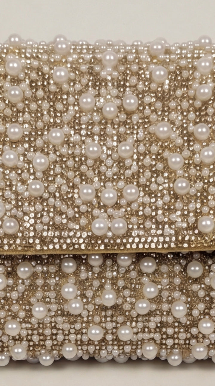 Pearl &amp; Crystal Embellished Clutch Bag