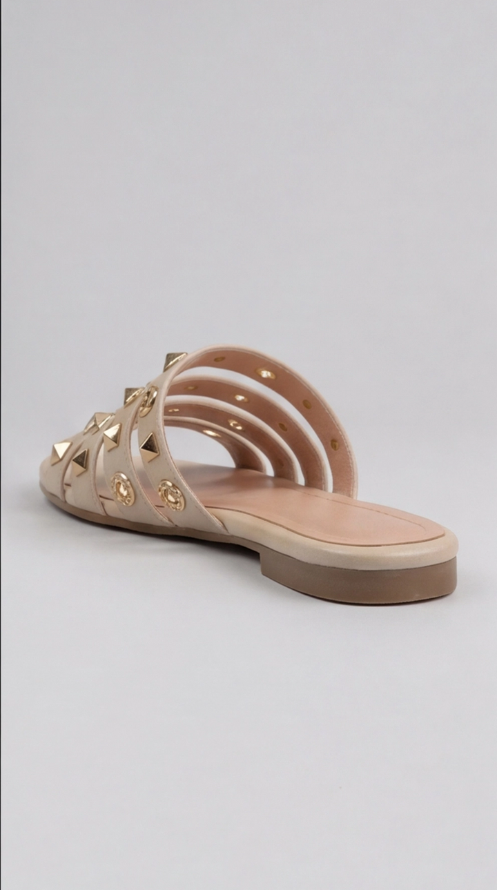 Gilded Horizon Multi-Strap Sandal - Beige