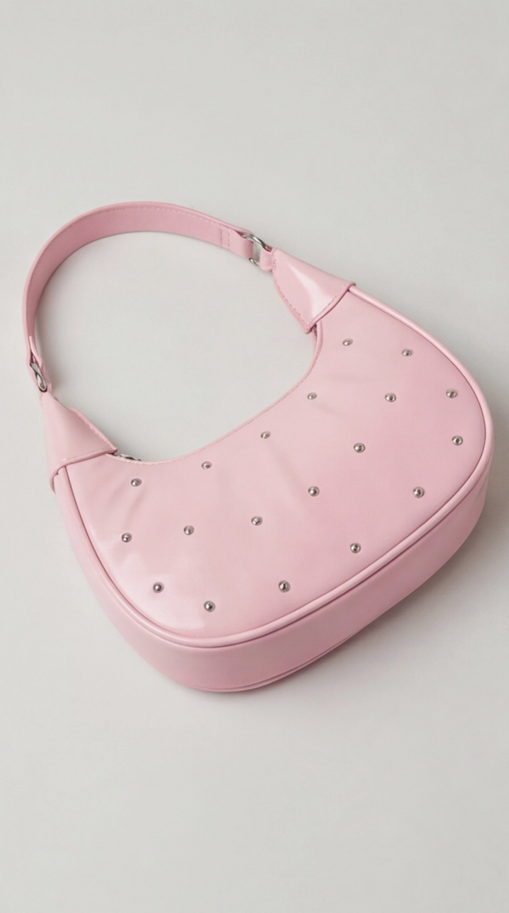 The Ivory Nova Studded Shoulder Bag | Pink Marshmallow