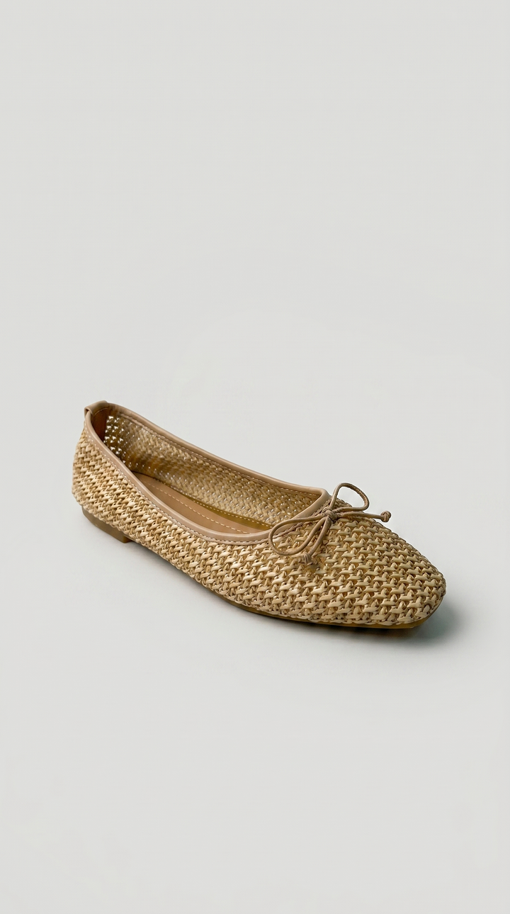 The Aria Raffia Ballet Flat - natural straw tan