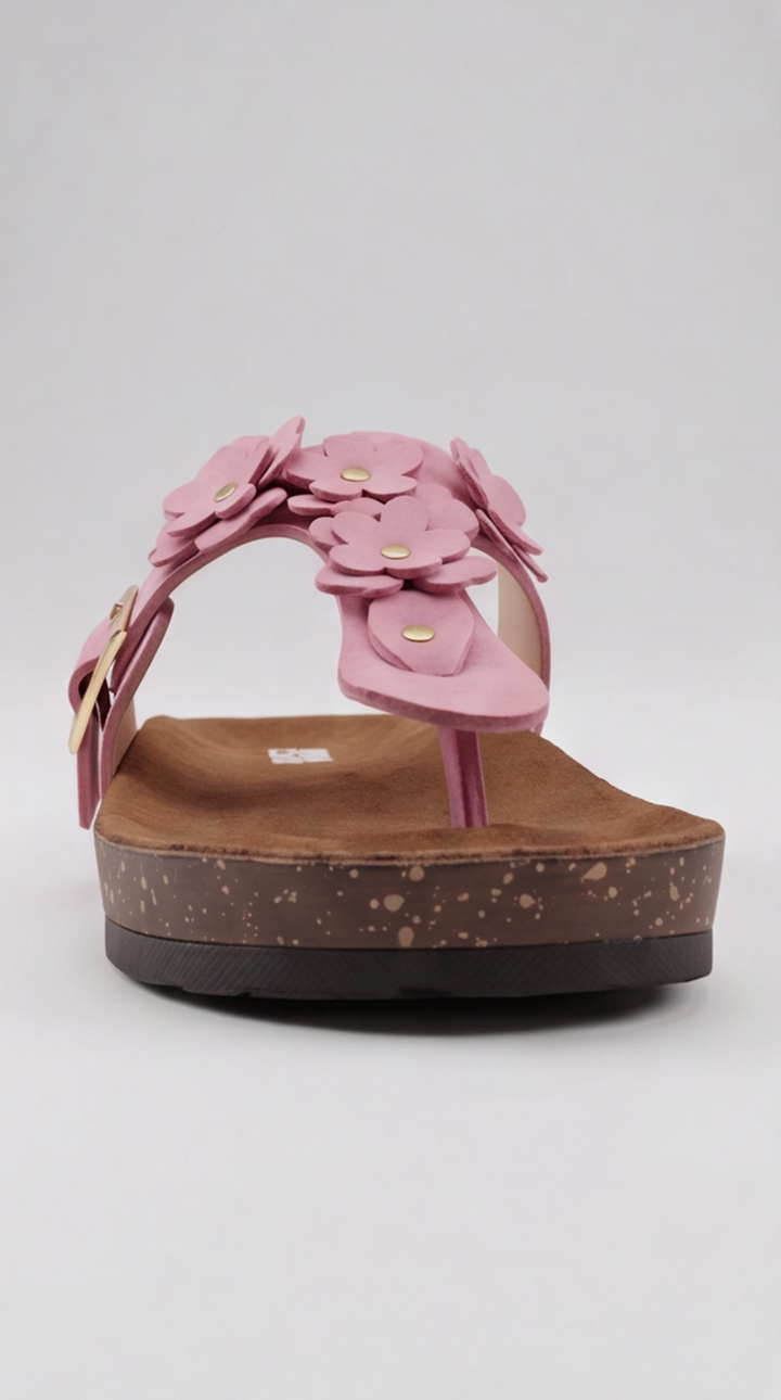 Dusty Pink Floral Appliqué Platform Sandal
