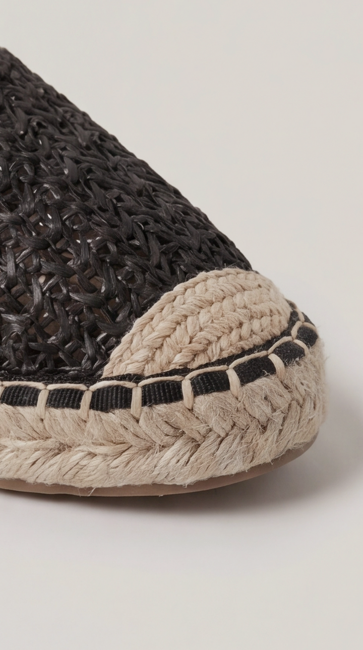 The Isla Raffia Espadrille - Black