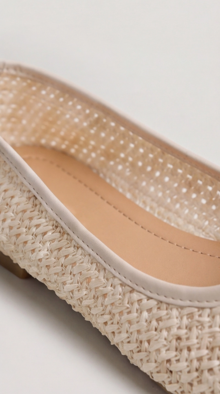 The Aria Raffia Ballet Flat - Beige