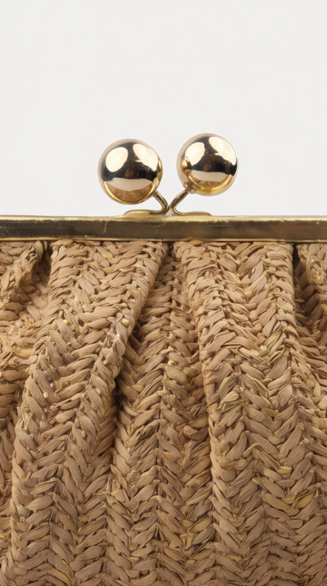 Woven Raffia Kiss-Lock Clutch