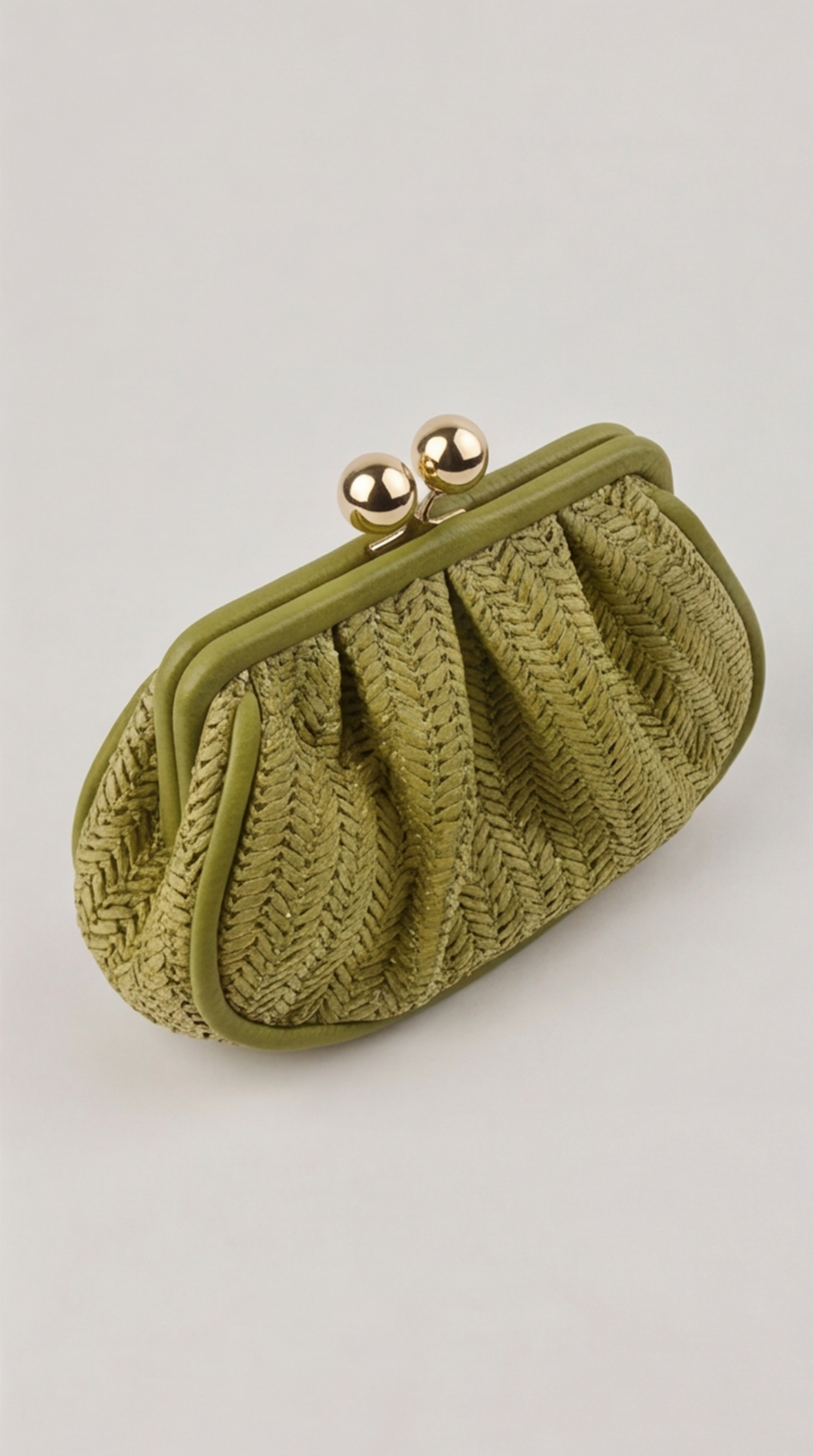 Olive Green Woven Kiss-Lock Pouch